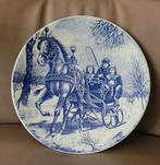 Delfts Blauw Wandbord met Wintertafereel, Antiek en Kunst, Antiek | Wandborden en Tegels, Ophalen of Verzenden