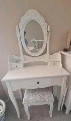 Witte kaptafel met spiegel, Huis en Inrichting, Tafels | Kaptafels, Ophalen of Verzenden, Gebruikt, Hout, Minder dan 100 cm