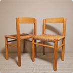 Set vintage Stoelen jaren 70 - Stevig, hout en riet, Twee, Bruin, Ophalen of Verzenden, Zo goed als nieuw