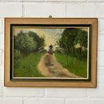 Oud schilderij boerin melk zandpad brug natuur Maris, Antiek en Kunst, Kunst | Schilderijen | Klassiek, Verzenden
