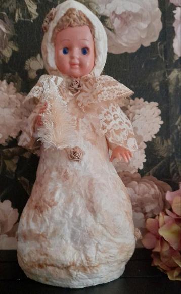 Prachtige grote brocante wattenpop wintermeisje kerstboom beschikbaar voor biedingen