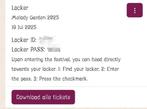 Locker Melody Garden 2025 - 55% korting, Tickets en Kaartjes, Eén persoon, Overige typen