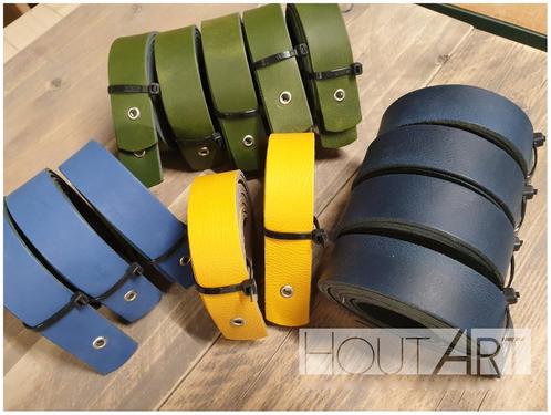 Set leren plankdragers geel, Huis en Inrichting, Woonaccessoires | Wandplanken en Boekenplanken, Nieuw, Ophalen of Verzenden