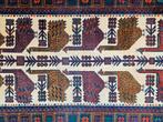 Handmade Persian wool Beloutch carpet Birds nomad 82x155cm, Persian Perzisch vintage oosters hype, Crème, Zo goed als nieuw, 150 tot 200 cm