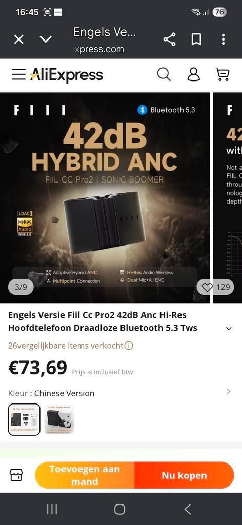 Zeer goede kwaliteit oordopjes HiRes noisecancelling LDAc, Audio, Tv en Foto, Koptelefoons, Zo goed als nieuw, Overige merken
