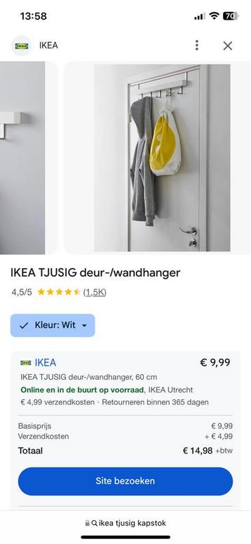 Kapstok Ikea Tjusig deurhanger NIEUW beschikbaar voor biedingen
