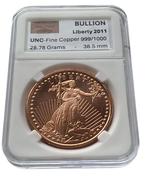 USA Liberty 2011 Bullion .999 Fine Copper 28.78gram 38.5mm, Ophalen of Verzenden, Noord-Amerika, Losse munt