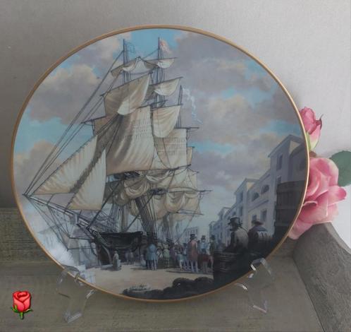 Wandbord Oriental zeilschip van Franklin Porcelain 23 cm, Huis en Inrichting, Woonaccessoires | Wanddecoraties, Zo goed als nieuw