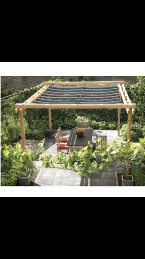 Harmonica doek wave met houtpakket, Tuin en Terras, Overkappingen, Zo goed als nieuw, Ophalen of Verzenden