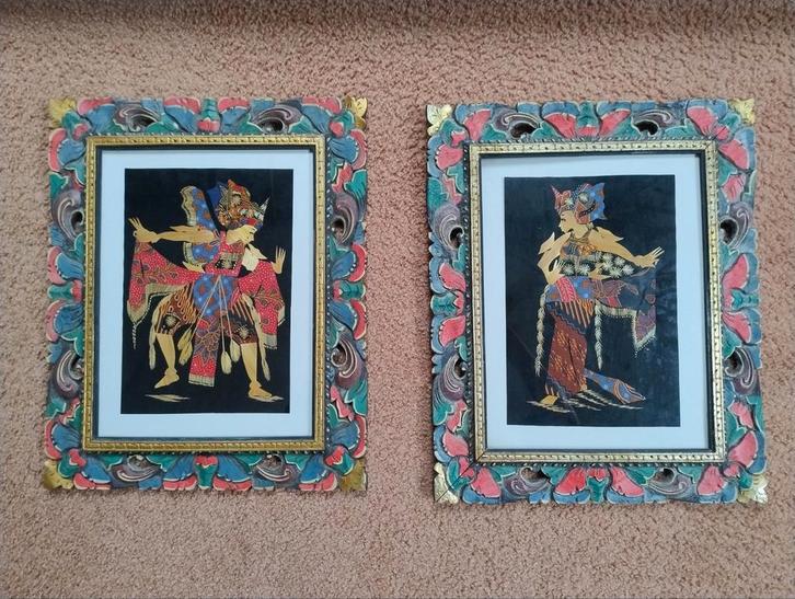 Indonesische Schilderijen met Houten Lijsten, Antiek en Kunst, Kunst | Niet-Westerse kunst, Ophalen