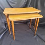 Vintage Set Bijzettafels – Mid-Century Houtfineer jaren ’60, Ophalen, Minder dan 55 cm, Gebruikt, Rechthoekig