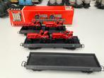 Set van Jouef 652 lageboordwagons met tractors, Gelijkstroom, Jouef, Wagon, Ophalen of Verzenden