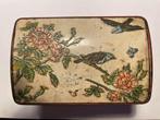 Vintage Oud Blikje met Bloemen en Vogels - 12x7x7 cm, Antiek en Kunst, Antiek | Tin, Ophalen of Verzenden