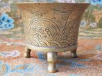 Mooie zware antieke Chinese wierookpot van koper 11 cm., Ophalen of Verzenden