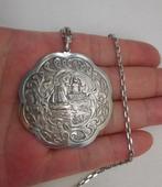 Zilveren lange ketting met antieke zilveren hanger nr.682, Sieraden, Tassen en Uiterlijk, Antieke sieraden, Verzenden, Zilver