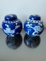 Twee antieke Chinees blauwe dekselpotjes Prunus, Ophalen of Verzenden