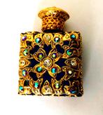 Vintage Tsjechische kobaltblauwe glazen parfumfles Aurora, Antiek en Kunst, Antiek | Glas en Kristal, Verzenden