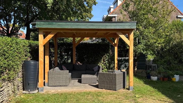 Luxe overkapping Douglas 3,5 x 3,5m met zijwanden 8 mnd oud, Tuin en Terras, Overkappingen, Zo goed als nieuw, Tuinpaviljoen, Ophalen