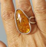 Zilveren ring met natuurlijke Barnsteen(Amber) zilver 925, Sieraden, Tassen en Uiterlijk, Ringen, 18 tot 19, O.T., Nieuw, Oranje