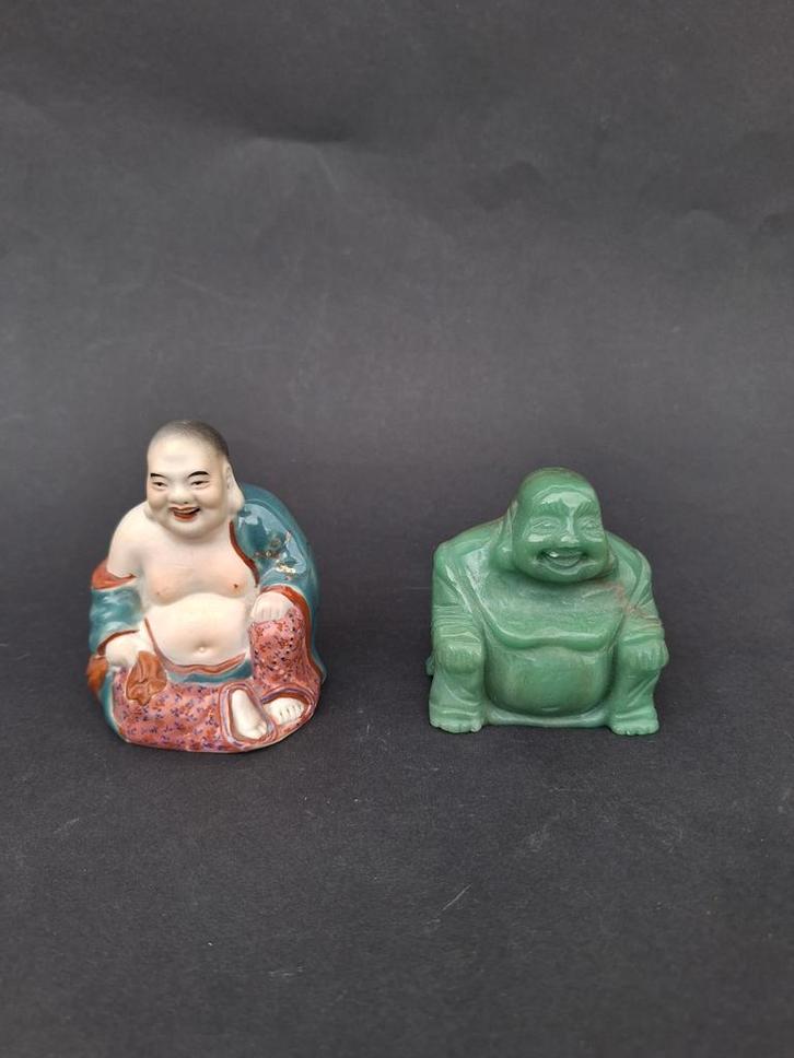2x Boeddha  beelden  porselein,jade chinees, Antiek en Kunst, Antiek | Porselein, Ophalen of Verzenden
