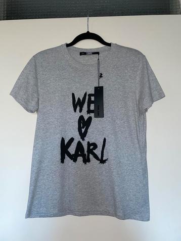 KARL LAGERFELD dames grijs t-shirt met tekst mt M nieuw beschikbaar voor biedingen