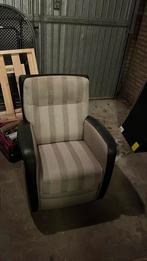 Beige gestreepte luie stoel, Huis en Inrichting, Stoelen, Gebruikt, Zwart, Ophalen of Verzenden, Eén