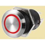1421502 Platte RVS drukknop 12V AAN/UIT Rode LED. € 12,95, Ophalen of Verzenden, Nieuw, Binnenverlichting
