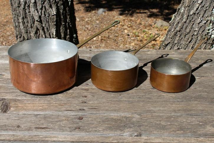 Brocante - Diverse koperen steelpannen!, Huis en Inrichting, Keuken | Potten en Pannen, Gebruikt, Kookpan of Snelkookpan, Ophalen of Verzenden
