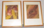 Twee leuke wanddecoraties art prenten onder ontspiegeld glas, Ophalen of Verzenden, Zo goed als nieuw, Print