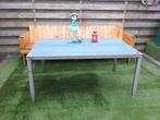 Aluminium tuintafel met glazen inleg, Tuin en Terras, Ophalen, Gebruikt, Rechthoekig, Aluminium