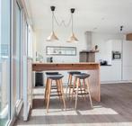 Luxe bartafel met 4 design barkrukken – De Vorm Pebble, In hoogte verstelbaar, 60 tot 90 cm, Zo goed als nieuw, 4 krukken