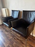 6 leren eetkamerstoelen Bert Plantagie leuning, Huis en Inrichting, Stoelen, Ophalen, Gebruikt, Bruin, Vijf, Zes of meer stoelen