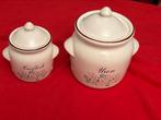Vintage set knoflook/uien keramiek potten/pot, Ophalen, Zo goed als nieuw, Overige materialen, Pot, Bus of Blik