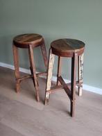 Houten barkrukken set, Ophalen, Met voetsteun, 60 tot 90 cm, Zo goed als nieuw