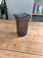 Prachtige vaas, glas, smokey grey, vierkant, Overige kleuren, Nieuw, Ophalen of Verzenden, Glas
