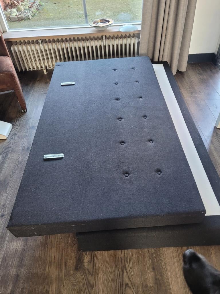 Boxspringbed - Comfortabel en Stijlvol, Ophalen, Gebruikt, Tweepersoons, Grijs