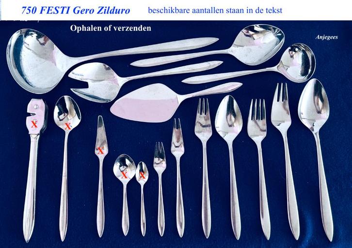Festi 750 Gero Zilduro Vanaf € 1 per stuk rvs 67 bestekdelen, Antiek en Kunst, Antiek | Bestek, Ophalen