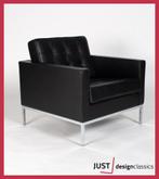 Florence Knoll Lounge Chair Zwart Leder, Zo goed als nieuw