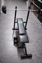Benchpress met extra accessoires, Sport en Fitness, Fitnessmaterialen, Ophalen, Zo goed als nieuw, Benen, Fitnessbank