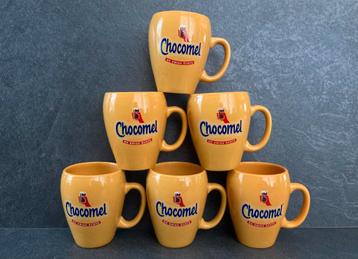 6 Chocomel  bekers / mokken, 9,5 cm hoog, 1 kant bedrukt beschikbaar voor biedingen