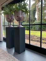 2 Prachtige landelijke houten zuilen met pot., Huis en Inrichting, Woonaccessoires | Vazen, Ophalen, Overige materialen, Overige kleuren