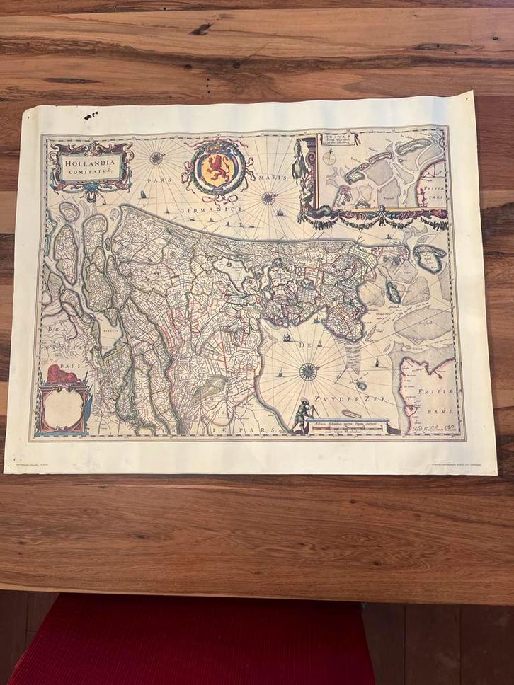 Oude Kaart van Holland - Hollandia Comitatus, Boeken, Atlassen en Landkaarten, Gelezen, Landkaart, Nederland, Voor 1800, Ophalen of Verzenden