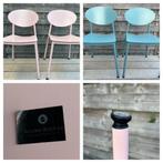 4 Eerkamerstoelen van House Doctor. 2 Lichtroze en 2 petrol, Ophalen, Gebruikt, Overige kleuren, Scandinavisch