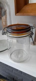 Oude vintage weckpot met bruin glazen deksel, Antiek en Kunst, Antiek | Glas en Kristal, Ophalen of Verzenden