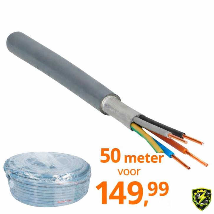 YMvK 5x4mm²  per rol van 50 meter, Doe-het-zelf en Verbouw, Elektra en Kabels, Nieuw, Kabel of Snoer, Ophalen of Verzenden