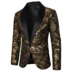 Heren bruin goud colbert podium feest glimmend jasje blazer, Verzenden, Nieuw, Overige maten, Overige kleuren