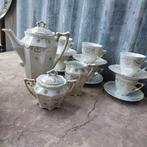 Antiek Frans servies van iriserend porselein met goud decor, Ophalen of Verzenden
