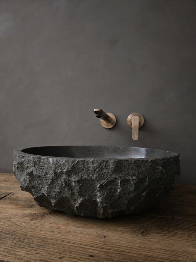 Natuursteen waskom 35 cm - NIEUW - uit voorraad, Huis en Inrichting, Badkamer | Badkamermeubels, Nieuw, Wasbak of Wastafel, Minder dan 100 cm