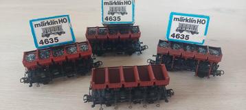 4 Märklin DB vuilniskiepwagens artnr 4635 in ovp beschikbaar voor biedingen