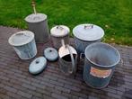Zinken teilen , zinken emmers, Tuin en Terras, Bloembakken en Plantenbakken, Ophalen, Minder dan 30 cm, Rond, Zo goed als nieuw